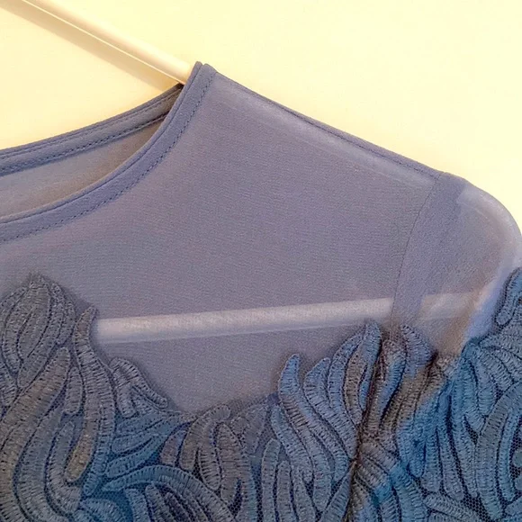 Reiss Bluish Grey Lace Appliqué Dress BNWOT - Picture 5 of 7